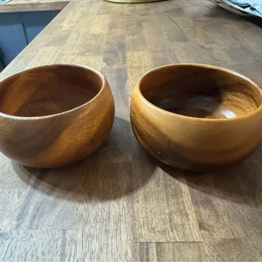 Pacific Merchants Acaciaware Solid Acacia Wood Calabash Bowls – Set of 2